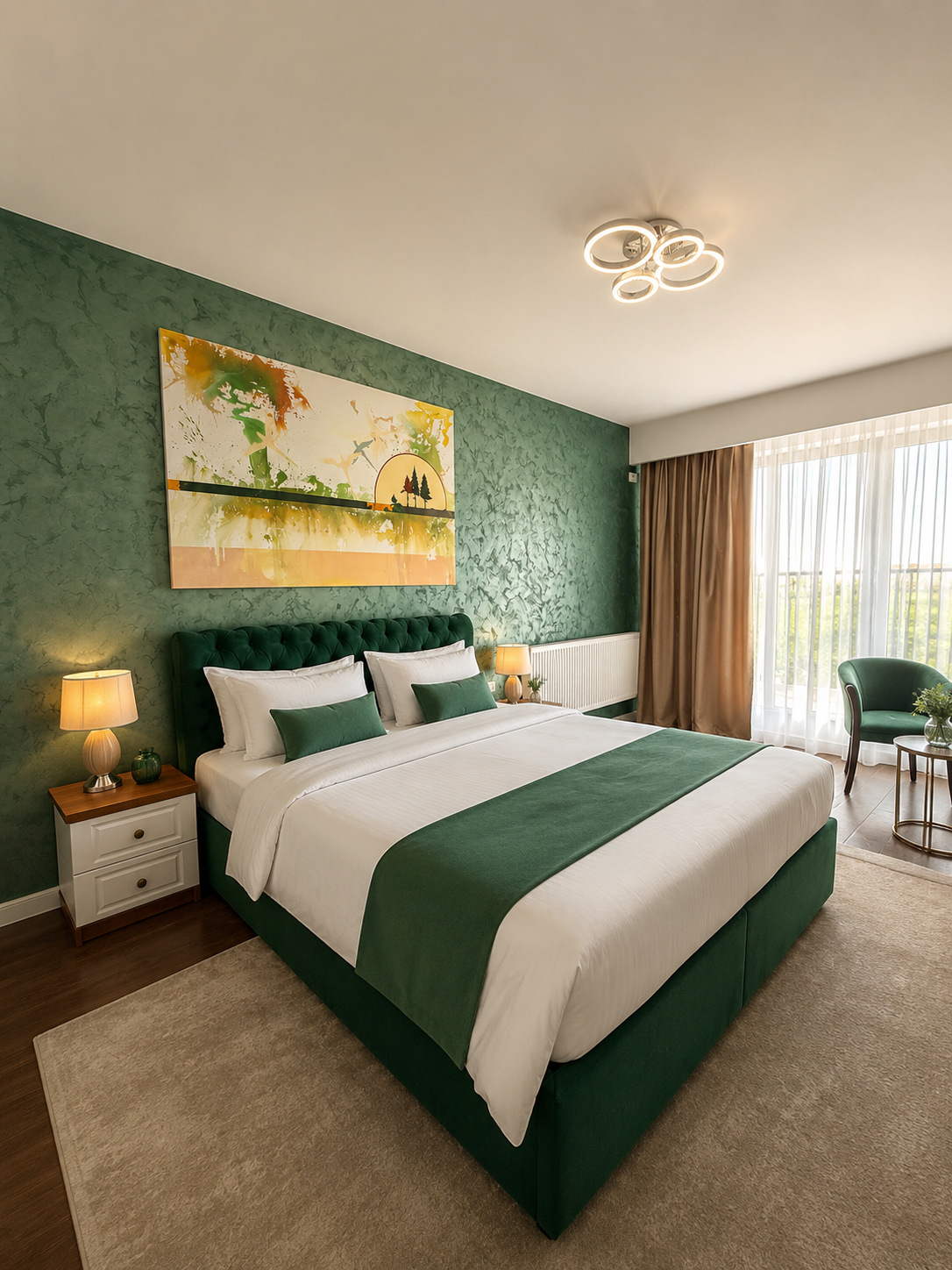 Cameră elegantă cu accente verde smarald la IN Grand Hotel & Spa